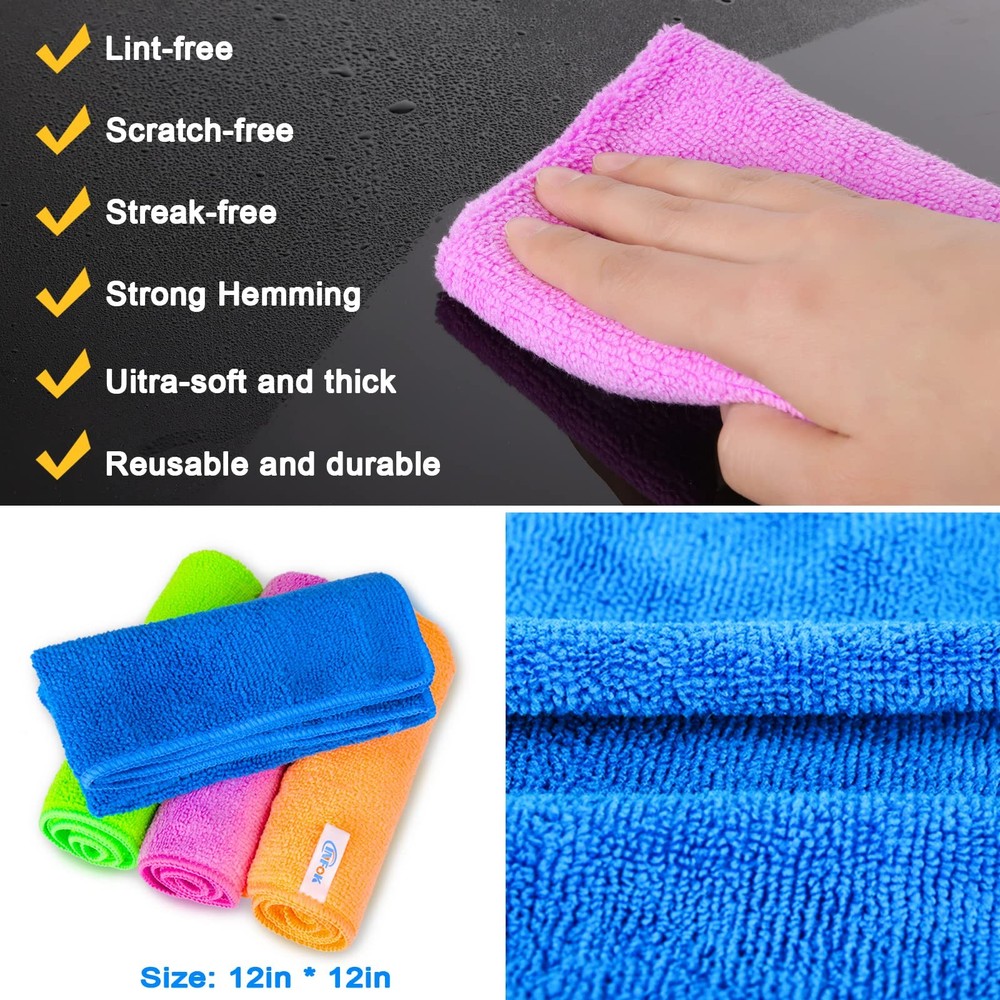 Microfiber Cleaning Cloth - 12 Pcs Premium Microfiber Towels, Highly Absorben...