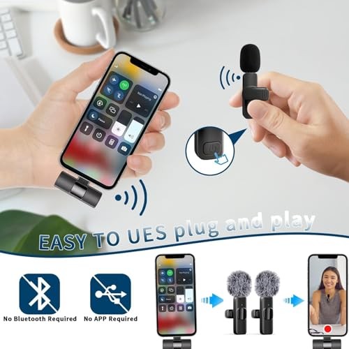 Professional Wireless Lavalier Microphone for iPhone, iPad, Android Phone,