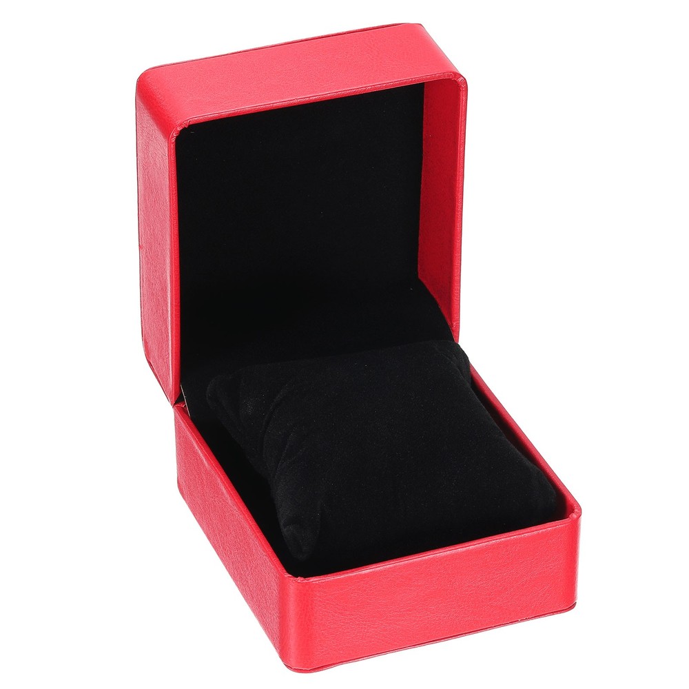 Single Watch Case, PU Leather Watch Storage Box, Red, Glossy