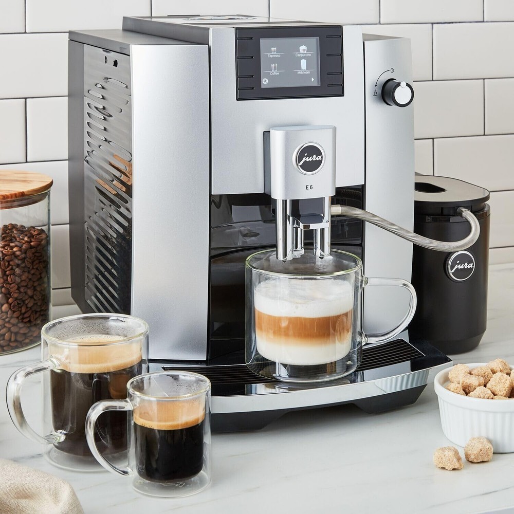 Jura E6 Platinum Espresso Machine with Programmable Coffee Strength, Silver
