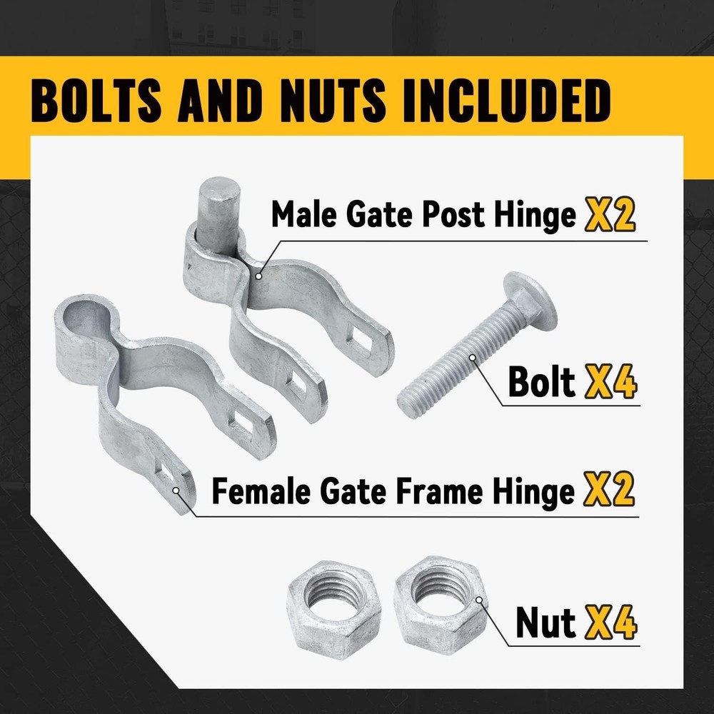 Chain Link Fence Gate Hinge Kit 15/8" Gate Hinge Include Female Gate Hinge2 Pcs