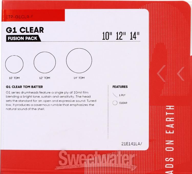 Evans G1 Tom Pack - 10, 12, 14 - Clear