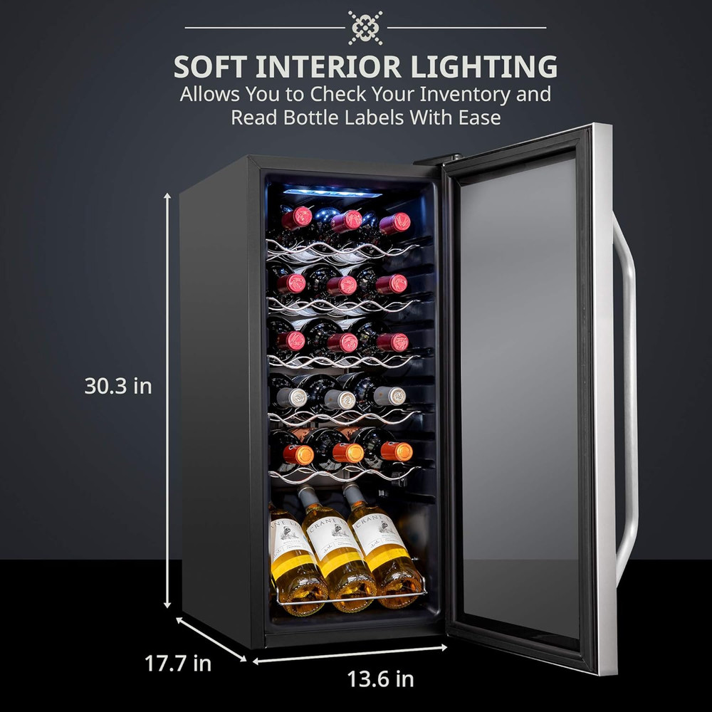 18 Bottle Compressor Wine Cooler Refrigerator W/Lock | Large Freestanding Wine C