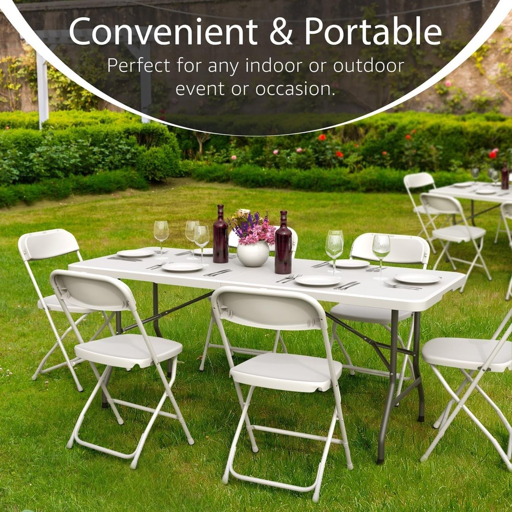 6FT Folding Table with Handle, Heavy Duty Portable Table