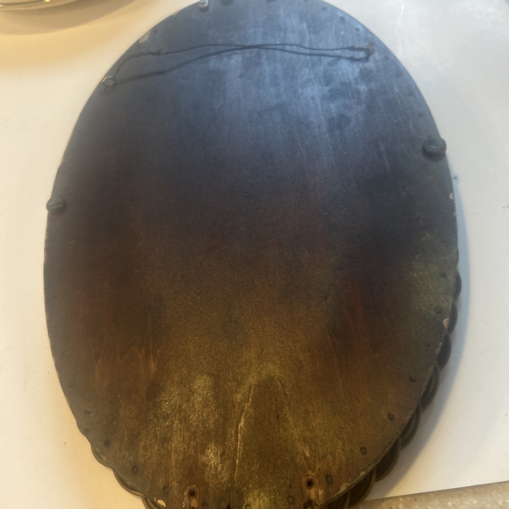 Antique oval wall mirror inlaid mahogany
