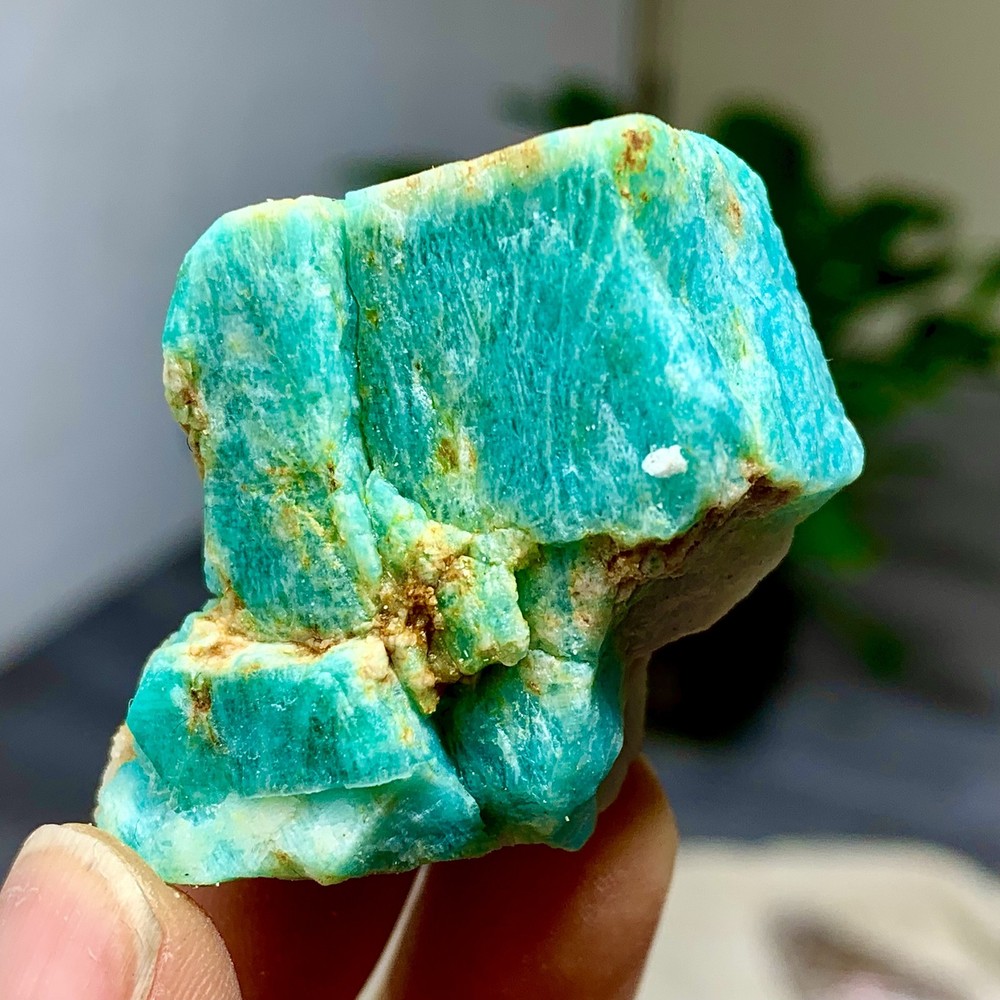 56G Rare!! Natural beautiful Amazonite with Quartz Crystal Specimen Rough