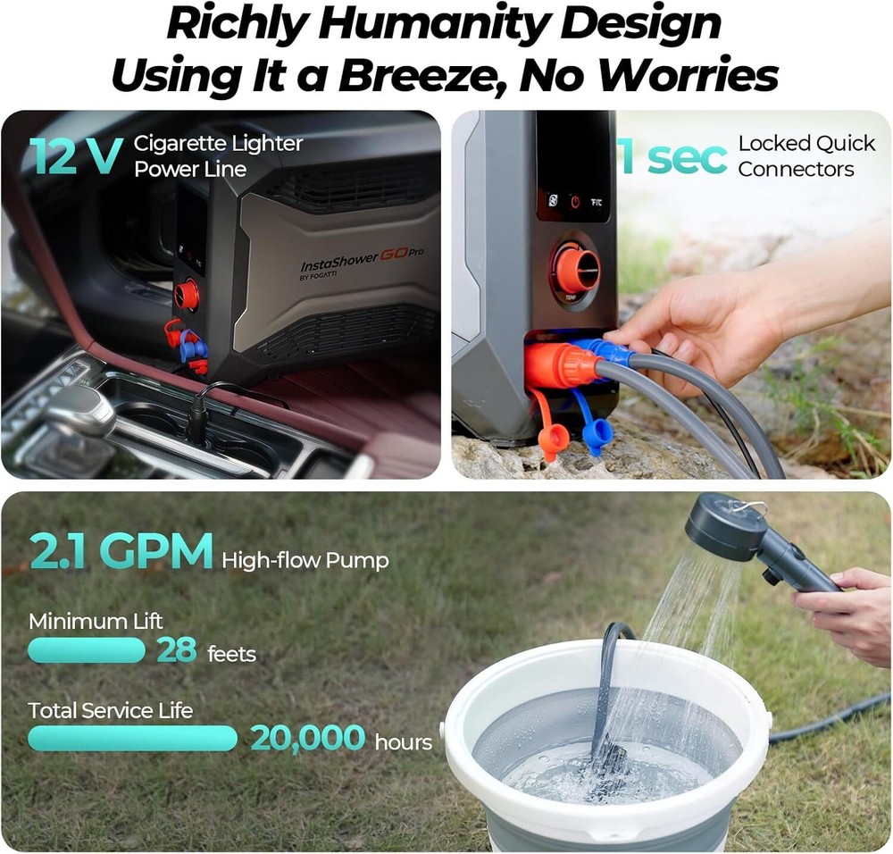 22,000 BTU 65000 W Portable Water Heater Propane Table Top Camping Shower w/Pump