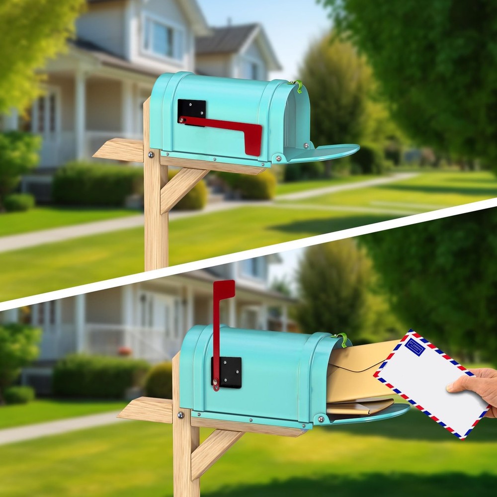 Merear Mailbox Flag Replacement Kit, Galvanized Steel for Mailbox, Red