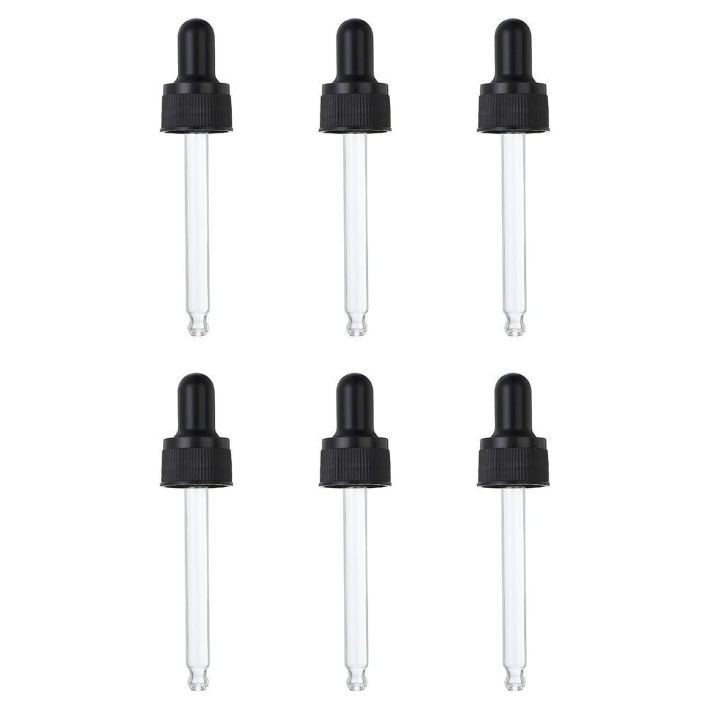 6 Pcs Plastic Glass Dropper Closure Top for 30ml(1oz) Bottle, Black
