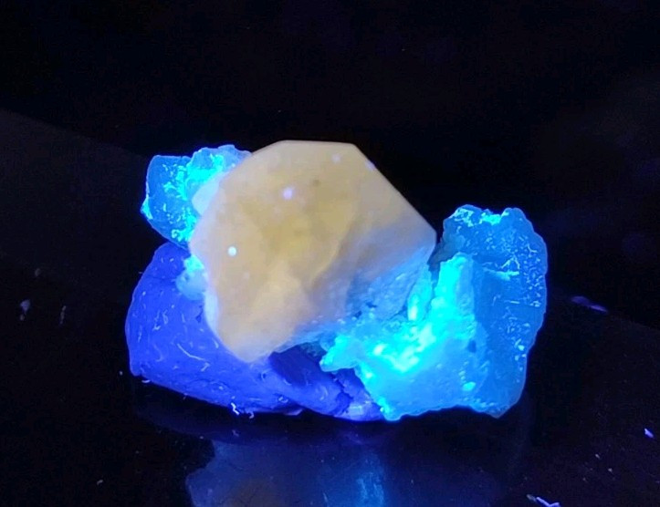 Fluorescent Apatite Crystals Having Nice Growth.
