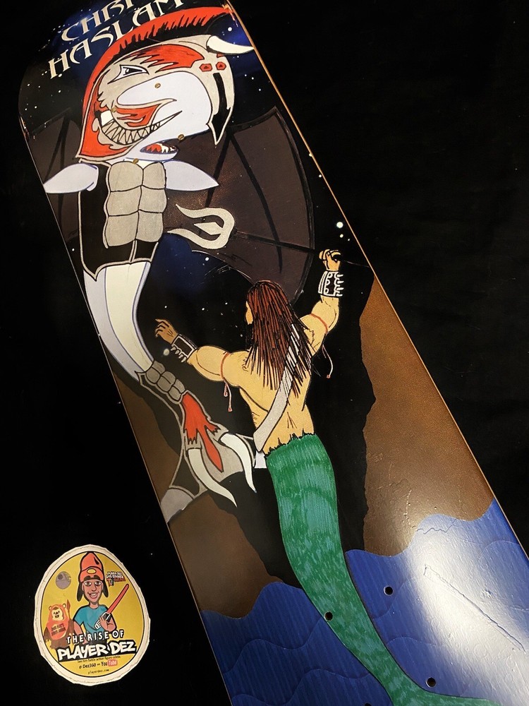 RARE Chris Haslam Moby Dick Viking Battle Pro Model Almost Skateboard Deck