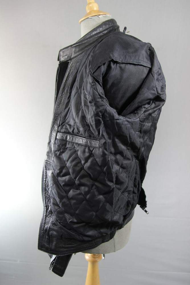 CLASSIC PRO LINE BLACK LEATHER BIKER JACKET 40 INCH