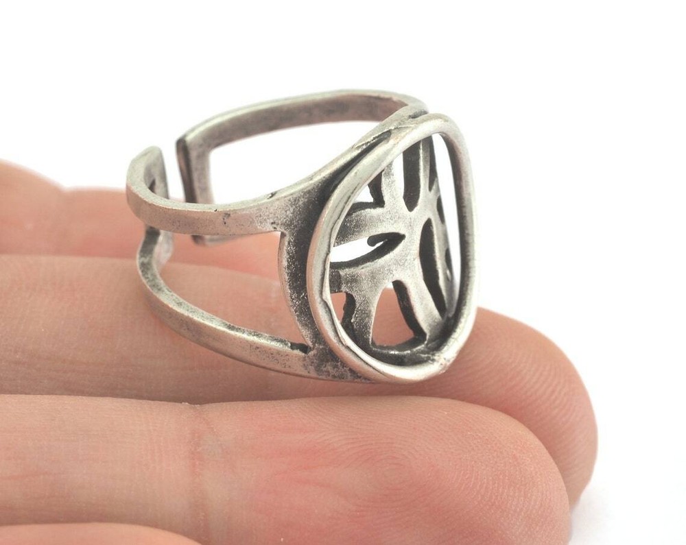 Adjustable Ring Antique Silver Plated brass (19mm 9US inner size) 2688 ring22