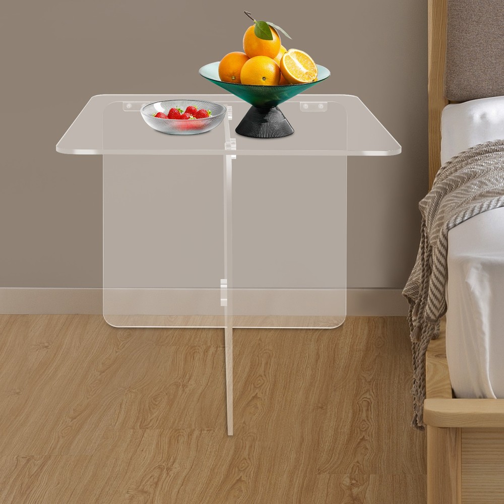 Acrylic Side Table, End Table, Free Standing Clear Modern Bedside Table