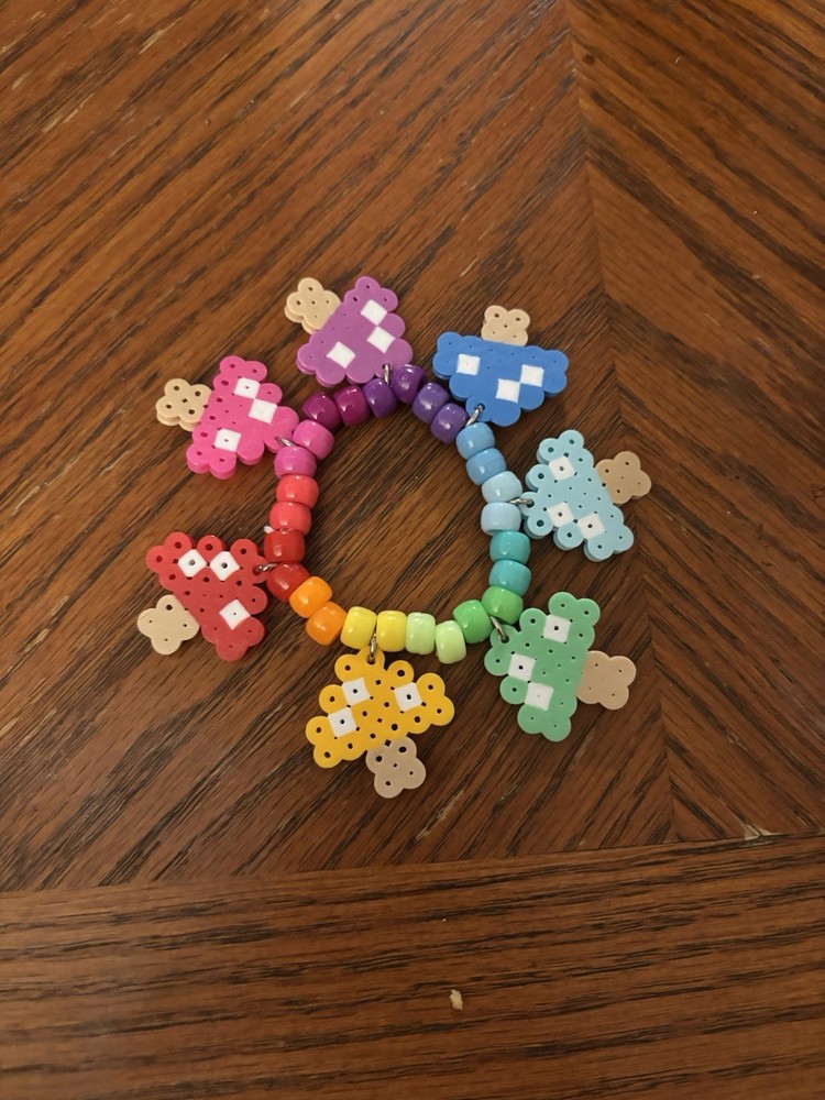 Rainbow perler bead mushroom kandi single