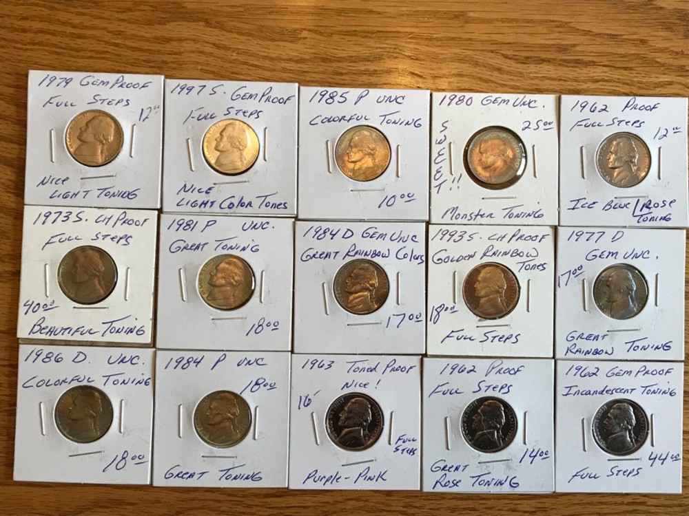 toned Jefferson Nickels