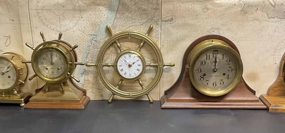 Ships Wheel Quartz Clock Solid Brass Made By Foresti & Suardi Circa 1980’s 13”