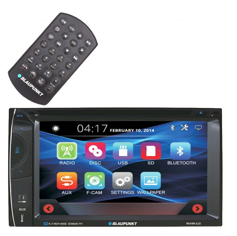 BlUPUNKT Miami620 Double DIN 6.2" Touch Screen LCD DVD CD MP3 Bluetooth Stereo