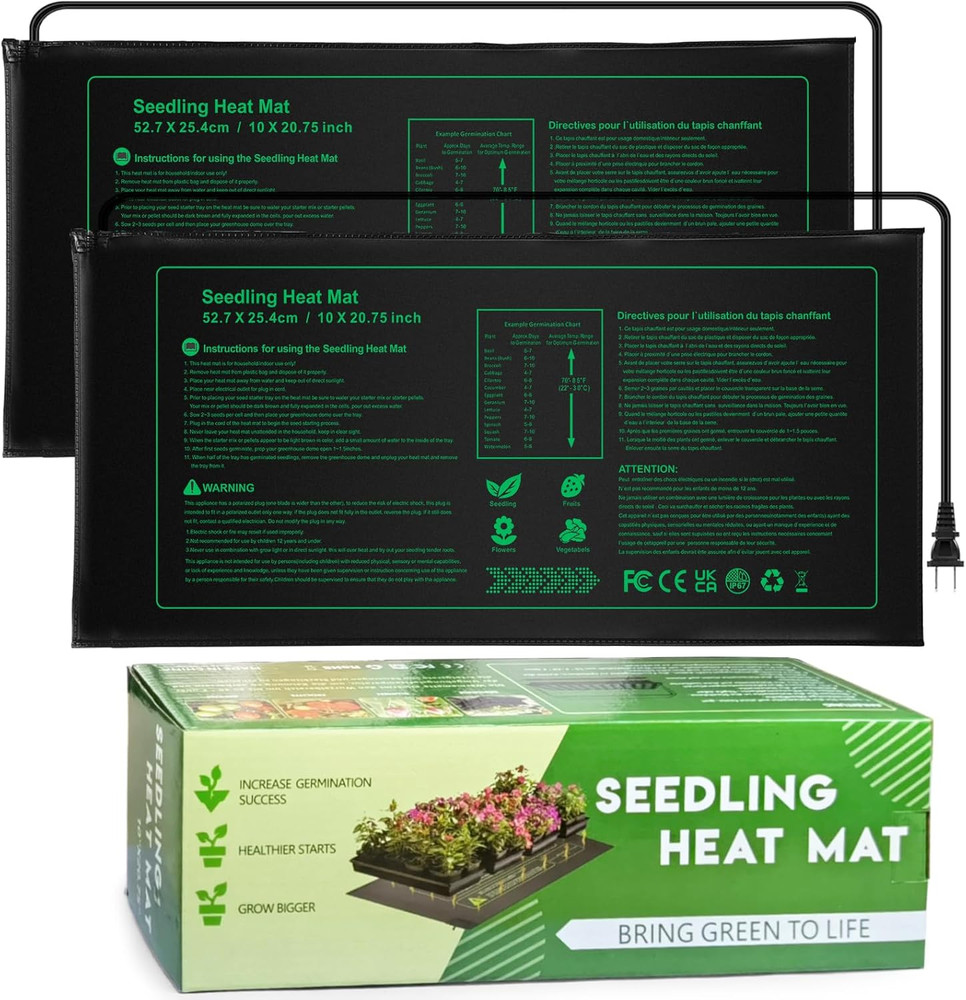 2 Pack Seedling Heat Mat, Waterproof Germination Heating Pad for Plants