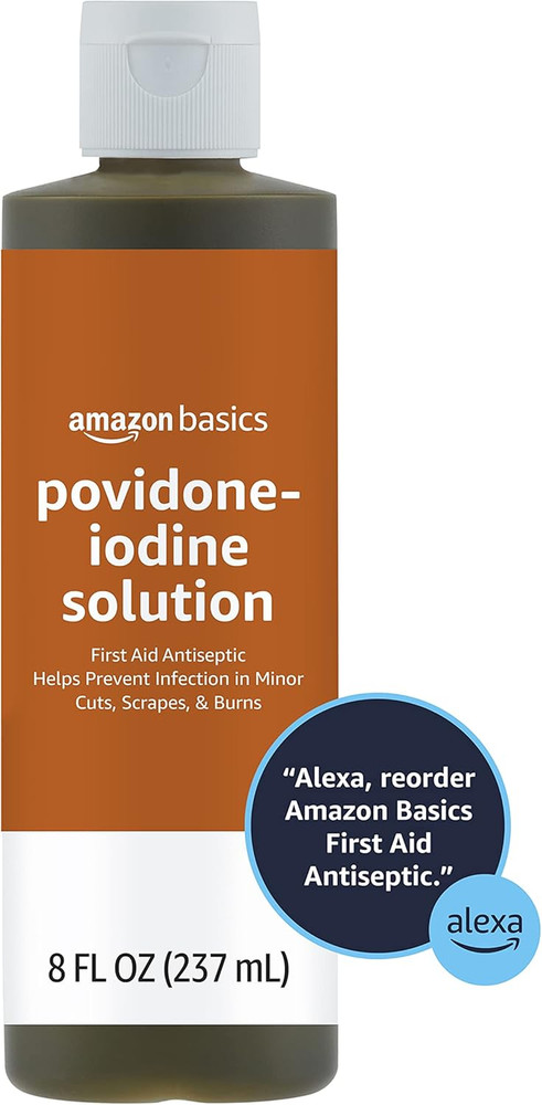 Amazon Basics First Aid Antiseptic, 10% Povidone Iodine Solution First Aid Antis