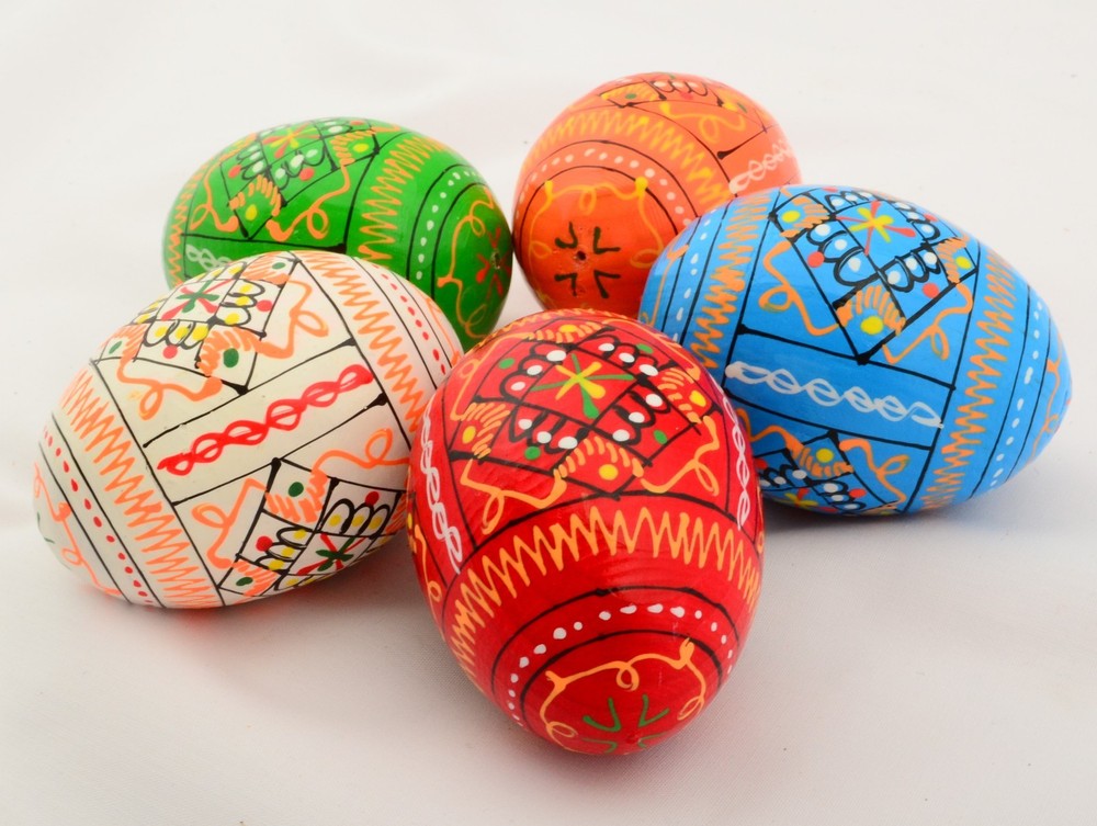 5 Wooden Ukrainian Pysanky Pysanka Easter Painted Eggs