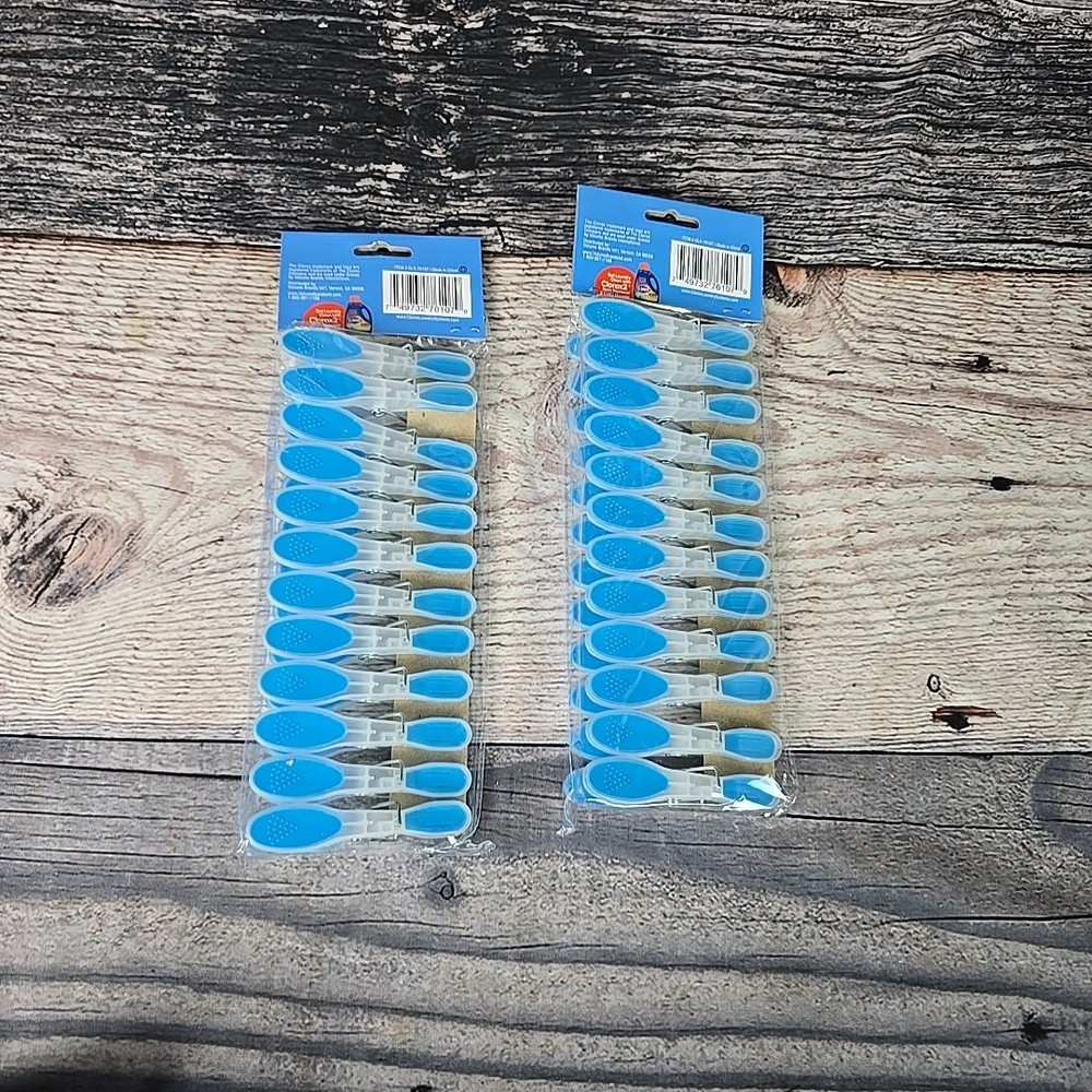 (2 Pack) Clorox Clothespins With No-Slip Grip 12 Each Pack