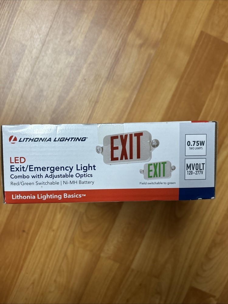 Lithonia Lighting Switch Hardwired LED White Exit Sign and Emergency Light OPEN