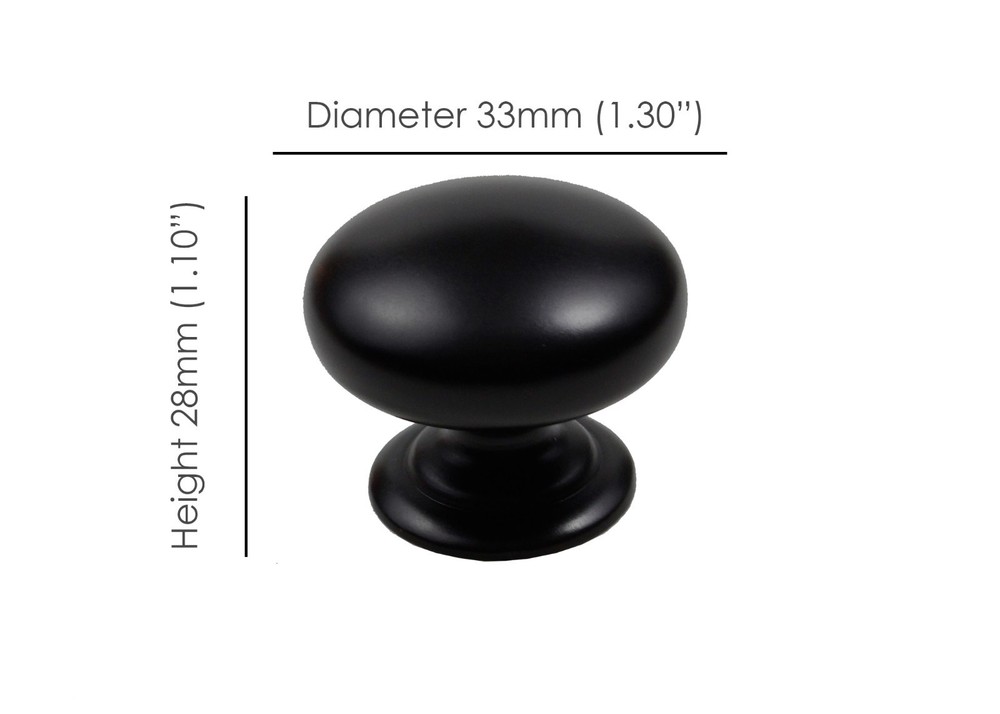 Round Cabinet Knob Black Traditional Kitchen Bath Drawer Pull Hardware Globe