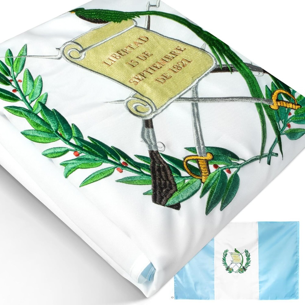 Anley EverStrong Embroidered Guatemala Flag 3x5 Ft - Polyester Guatemalan Flag