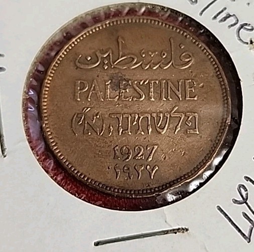 Rare British Palestine 2 Mils, ISSUE1927  Historic Bronze Coin .FreeShipping E50