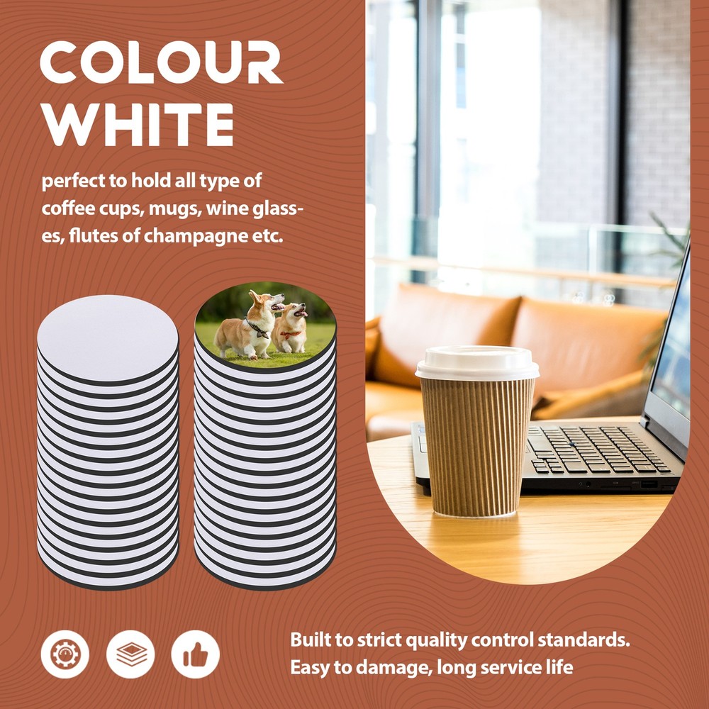 35Pcs Round Sublimation Blank Coasters Sublimation Blank Cup Mat4266