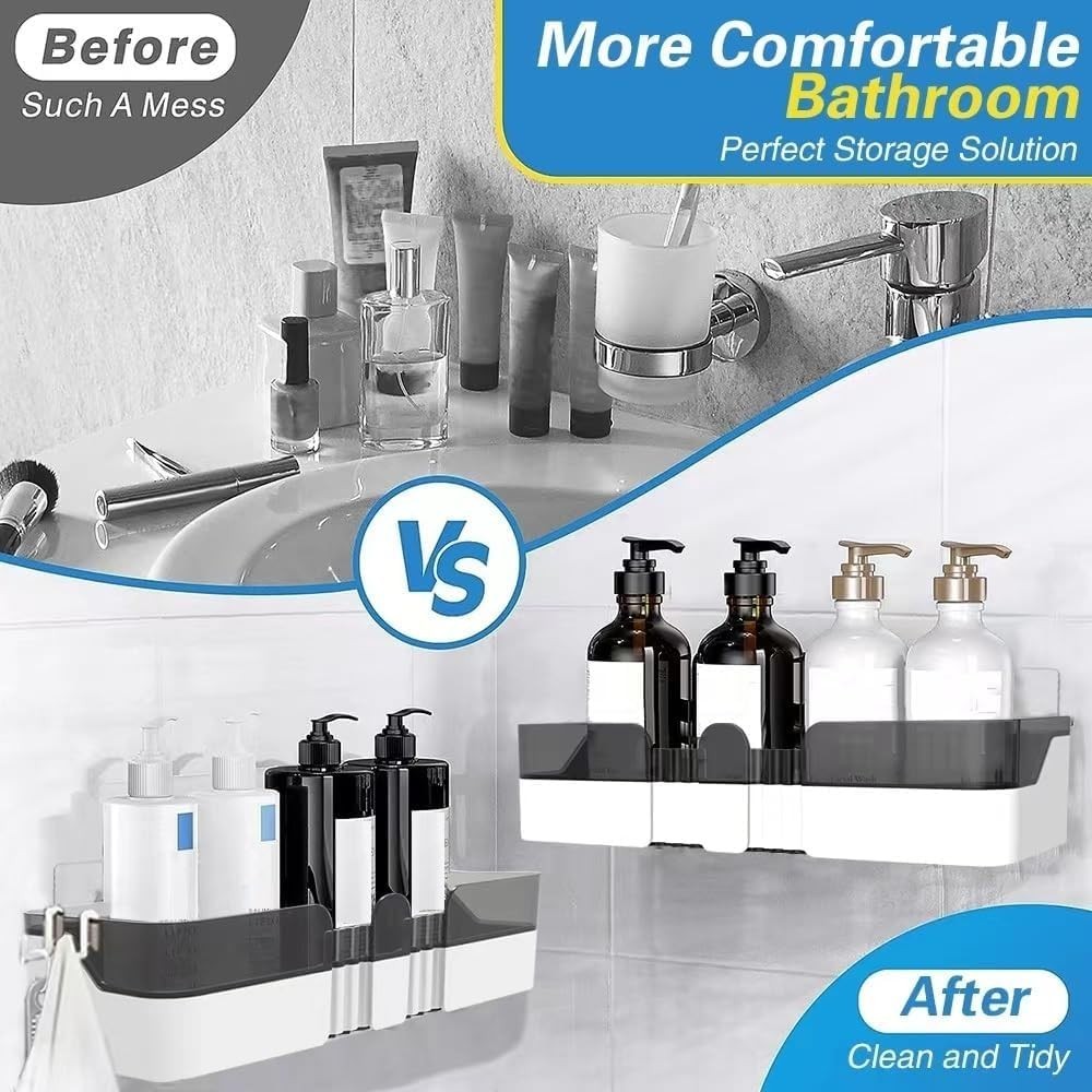 2-Pack Shower Caddy, Separable Shower Organizer with Soap Dish and Hooks