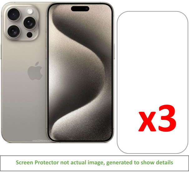 3x iPhone 15 Pro Max Screen Protector w/ cloth