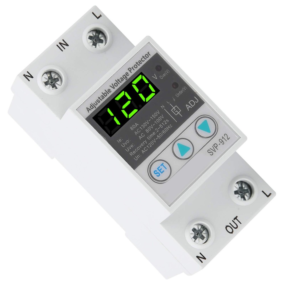 Voltage Stabilizer, Voltage Protector Adjustable, 120V AC Under Over Voltage ...