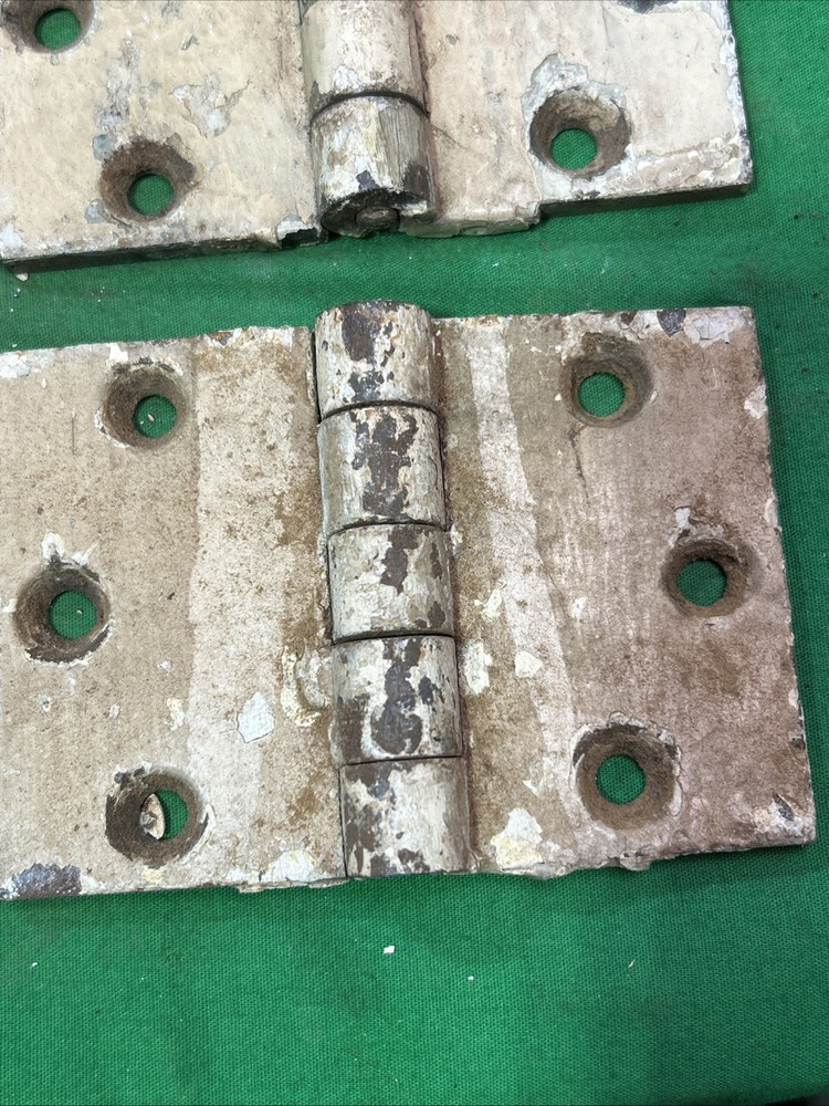 Two Old Door Hinges 3 X 4 3/8" 1850’s Cast Iron 5 Knuckle Shutter