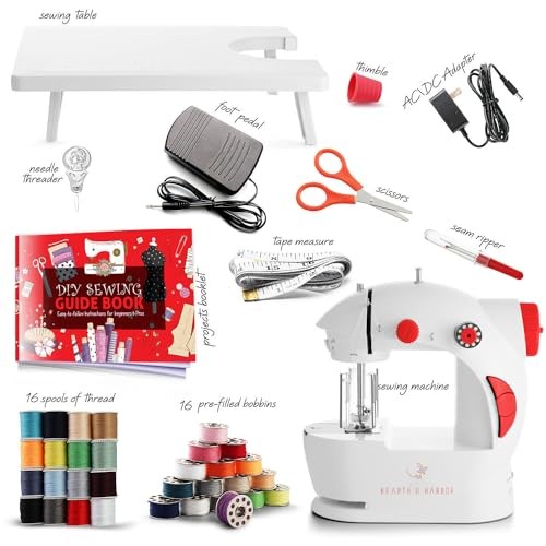 Mini Sewing Machine for Beginners, Dual Speed Small Portable Basic Set Red