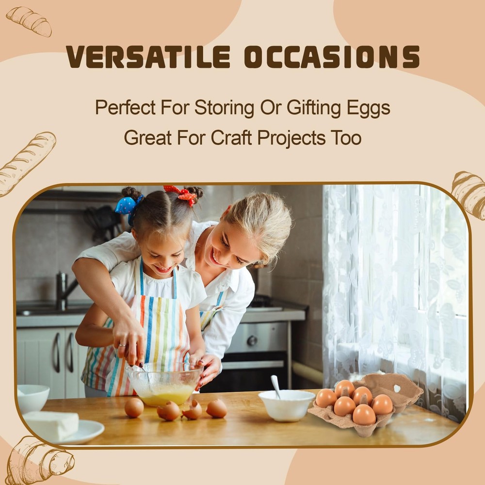 Half Dozen Egg Cartons Bulk 6 Count Empty Natural Paper Pulp Reusable 40 Pack