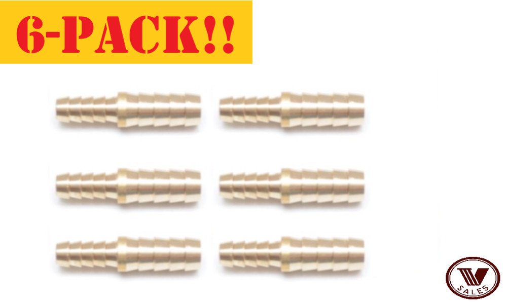 6-PACK! 1/2"X3/8" Brass Barb Hose Splicer Mender Straight Fitting 129-8-6 NEW!