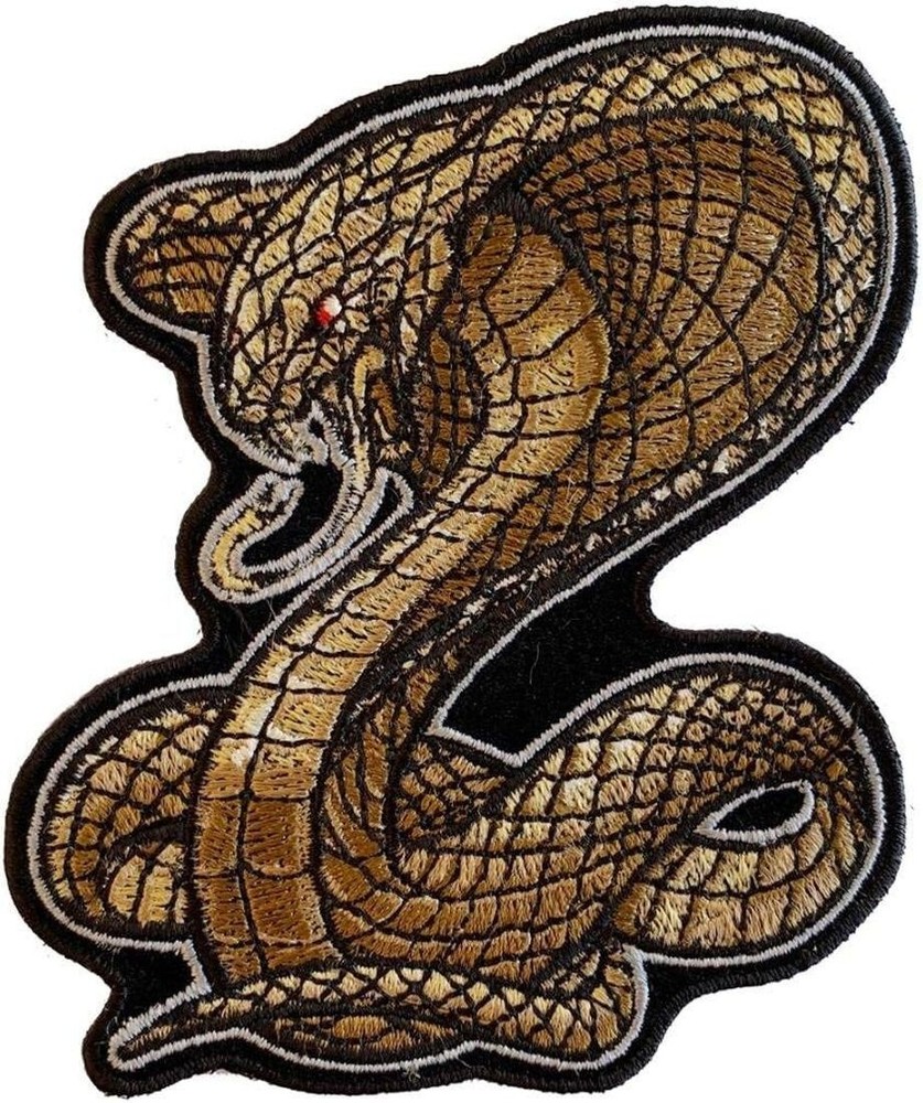 Cobra Snake Embroidered Patch | iron on or Sew on 4"x4"