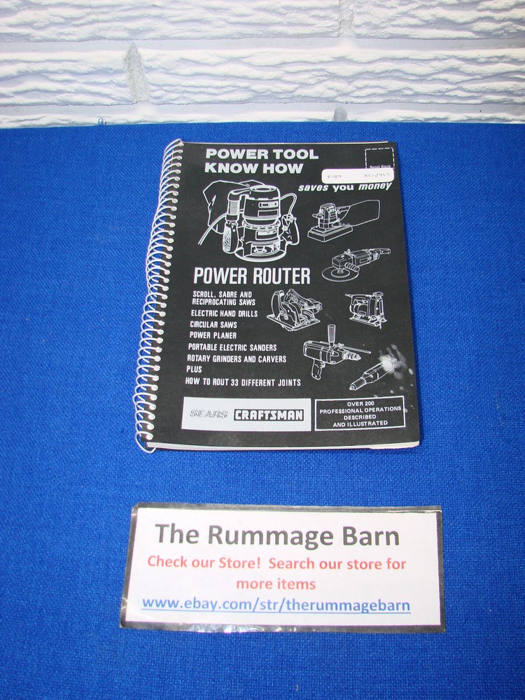 SEARS CRAFTSMAN POWER ROUTER KNOW HOW --- Model 9-2949 ------- 1985 book