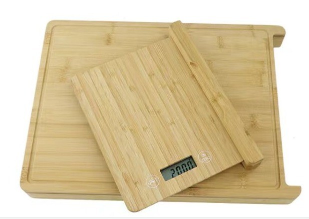 Cutting Board with Weighing Scale for precise measured cooking - Bamboo