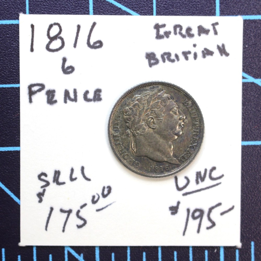 1816 Great Britain 6 Pence – Original