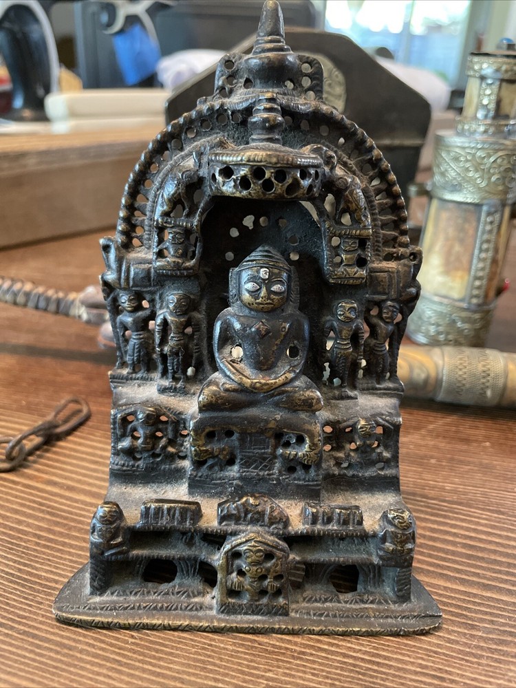 Old Indian Antique  Primitive Parasnath Jain Religious Miniature Engraved