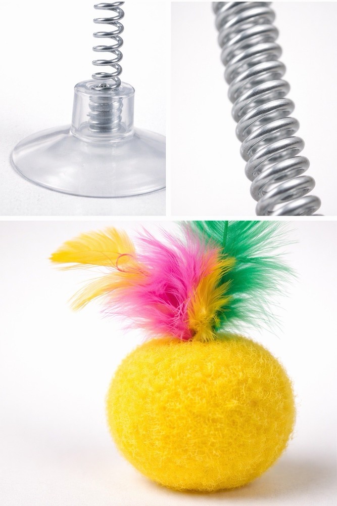 Interactive Cat Toy with Suction Cup 3 Pack | Keeps Cats Busy |Spring Toy