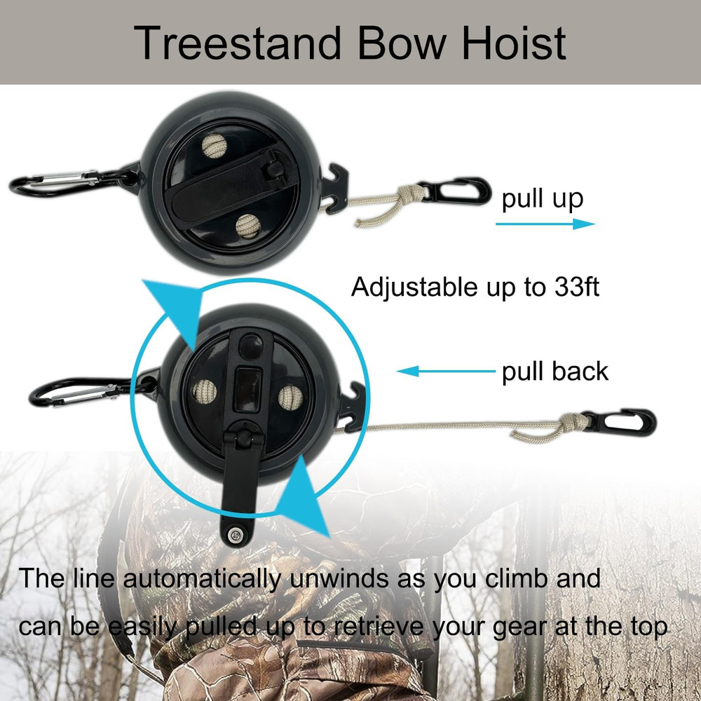 Retractable Bow Hoist Bow Pull up Rope 33Ft Bow Archery Hunting Gear Backpack Ho