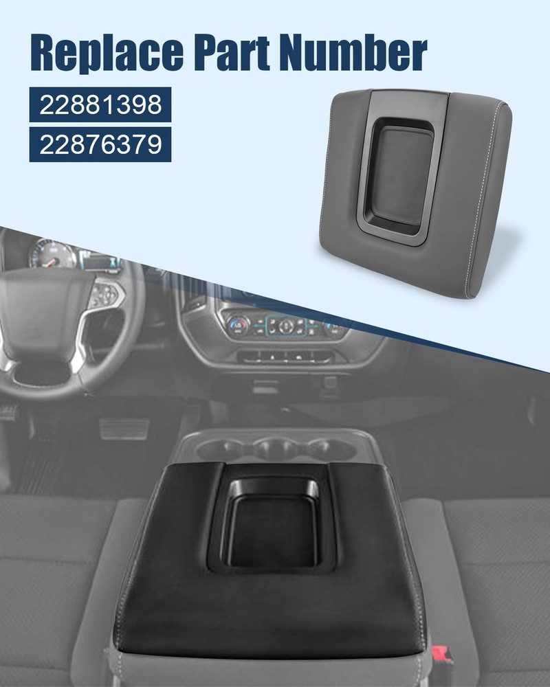 Front Seat Center Console Armrest Cover with Padding Fit for Chevy Silverado ...
