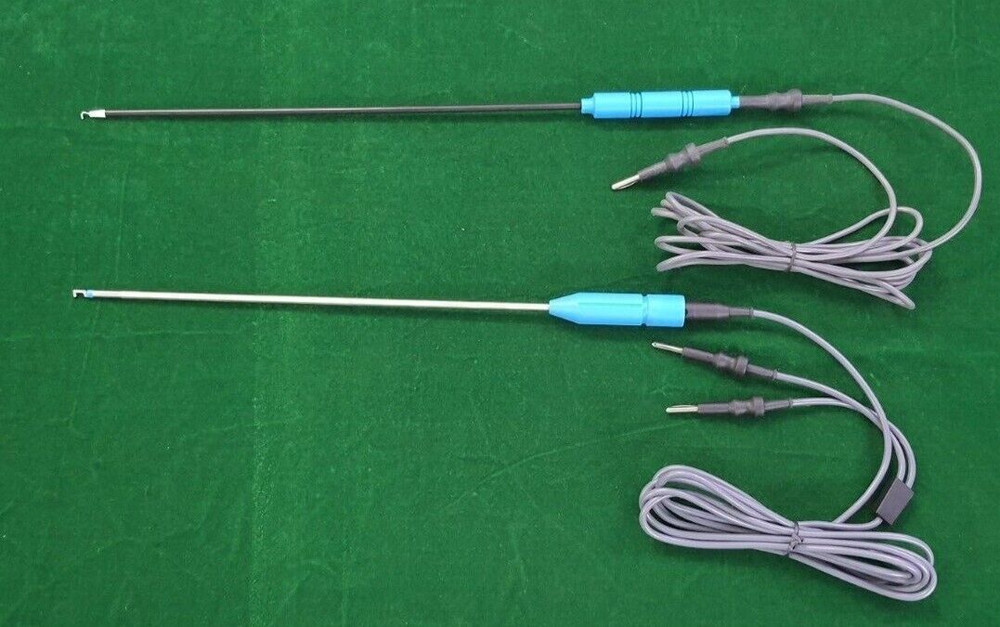 2pc Laparoscopic Bipolar/Monopolar L-Hook 5mmx330mm & Cable Reusable Instruments