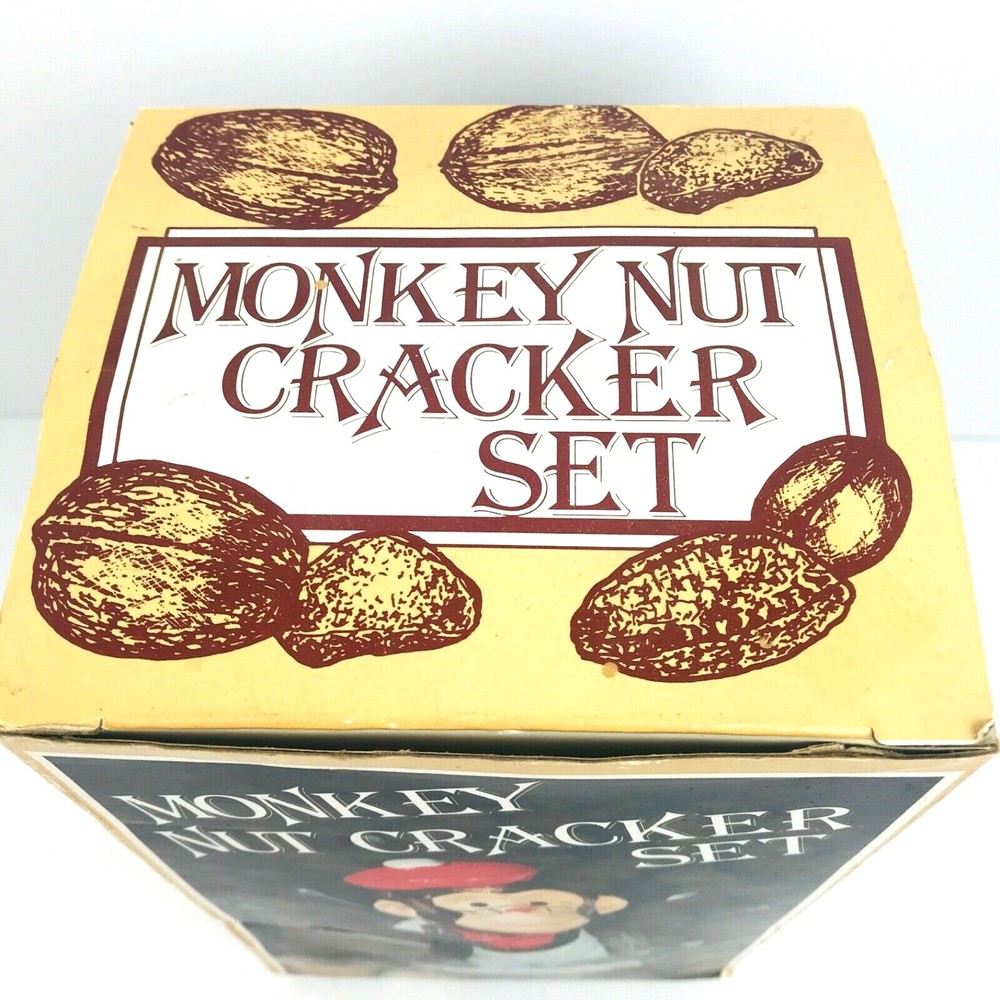 Vintage McCrory Ceramic Monkey Nut Cracker Set New In Original Box 7.5" Tall