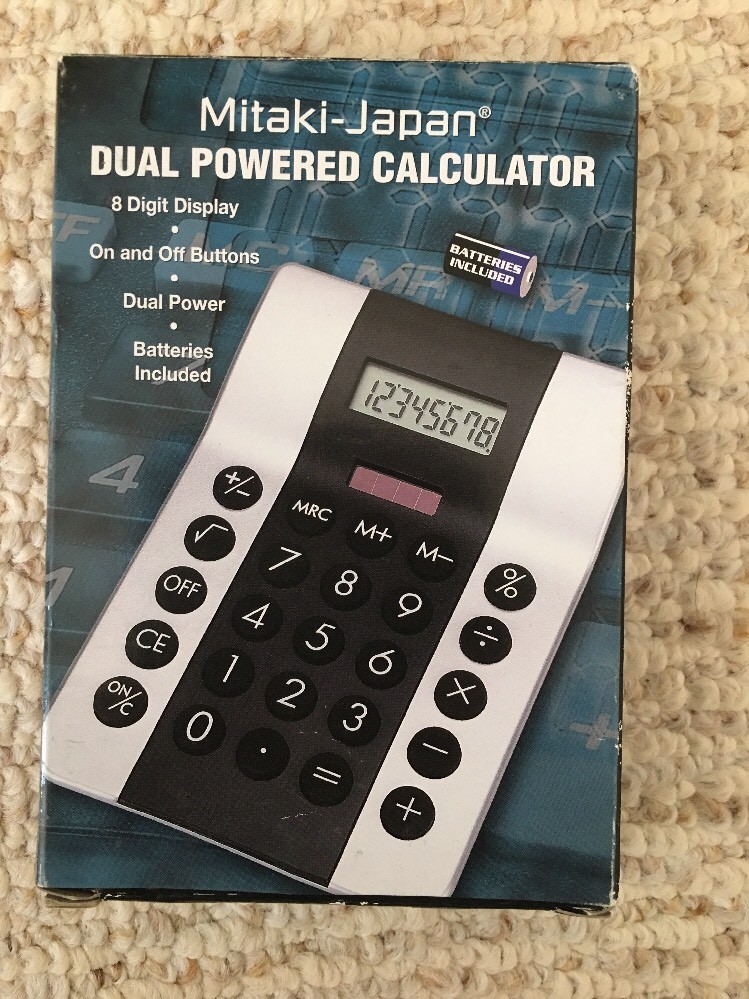 Mitaki Japan Dual-Powered Calculator SILVER/BLK CALCULATOR  NEW