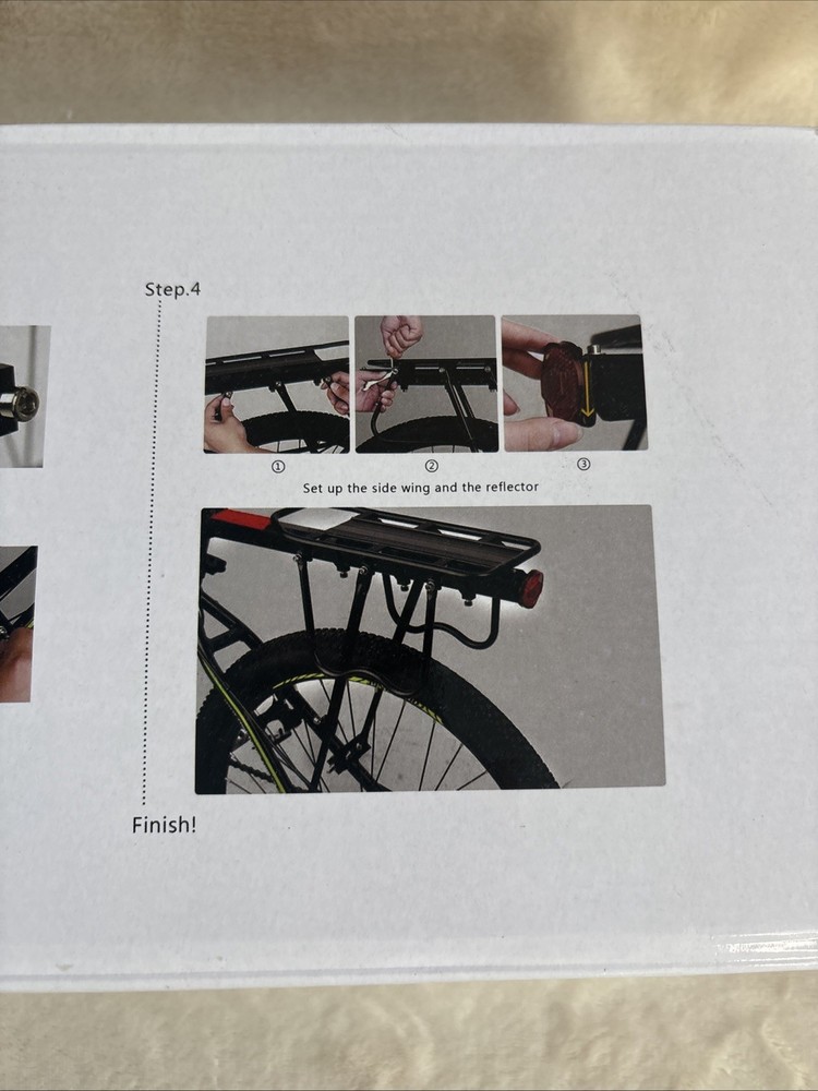 Bike Rear Cargo Rack Adjustable Detachable Side Wing Reflector